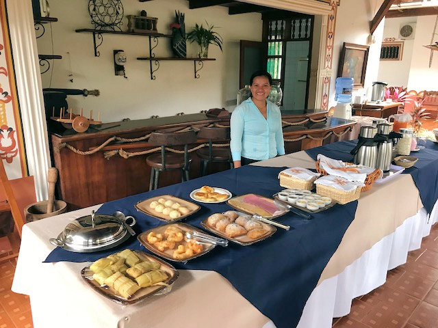 Breakfast layout at mission hotel, Concepcion.